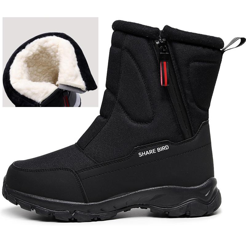 

Модные зимние ботинки для мужчин и женщин, плюшевые теплые зимние ботинки с боковой молнией, уличная походная обувь, хлопковые ботинки, нескользящие мужские ботильоны 39 чёрный