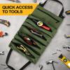 Tool Roll Bag Foldable Organization with 5 Zippered Pockets Tool Organizer Pouch for Electrician Plumbing Repair Maintenance