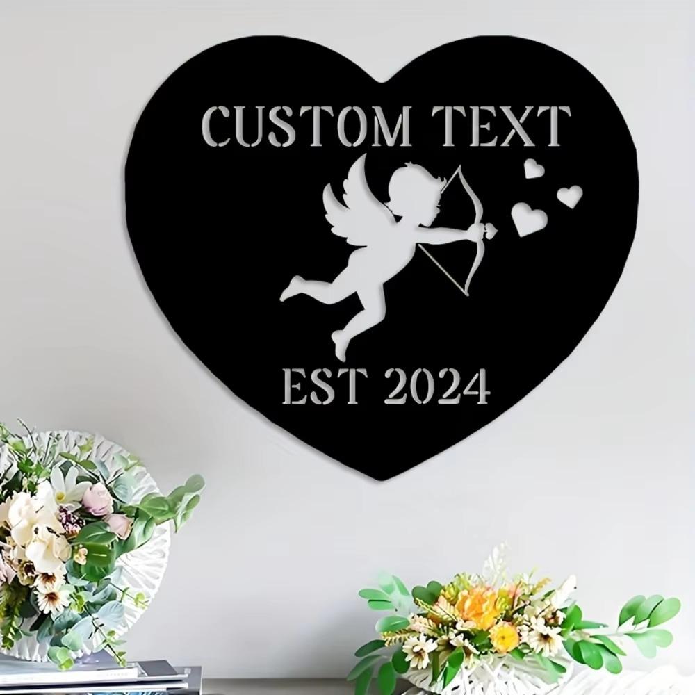 Vintage Metal Wall Sign 1pc Custom Cupid Love Theme Valentine Decor