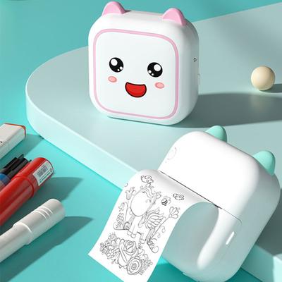 Stampante tascabile senza inchiostro per studenti, compatibile con Bluetooth, stampante per ricevute con simpatici cartoni animati, con 200 DPI per computer Android portatile