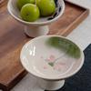 Ceramic Tableware High Legged Fruit Tray Vintage Chinese Style Snack Fruit Plate Home Festival Decoration Refreshment Plates