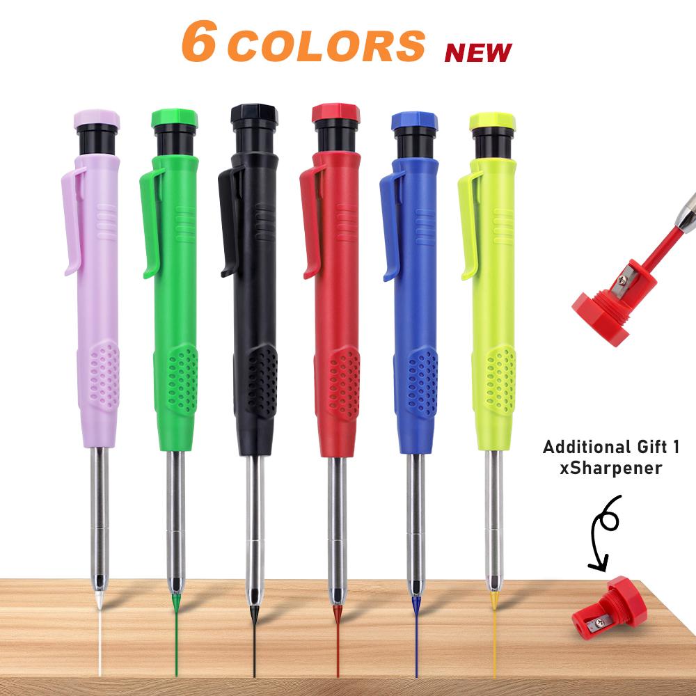 New 2.8mm Deep Hole Woodworking Marking Automatic Pencil Set With 50pcs Lead Refill, for Architectural Engineering Drawing Tools