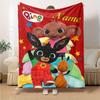 Bing Bunny And Friends Flannel Blanket With Personalized Name Soft And Comfortable Shawl Blanket For All Seasons Suitable For Home Travel Camping