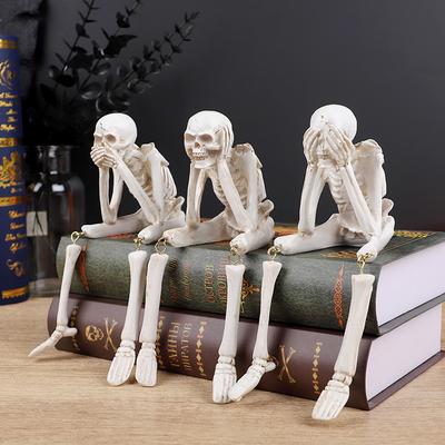 Resin Skeleton Decorations Realistic Skull Figurines for Halloween Party Home Table Decor Ornaments Haunted House Horror Props