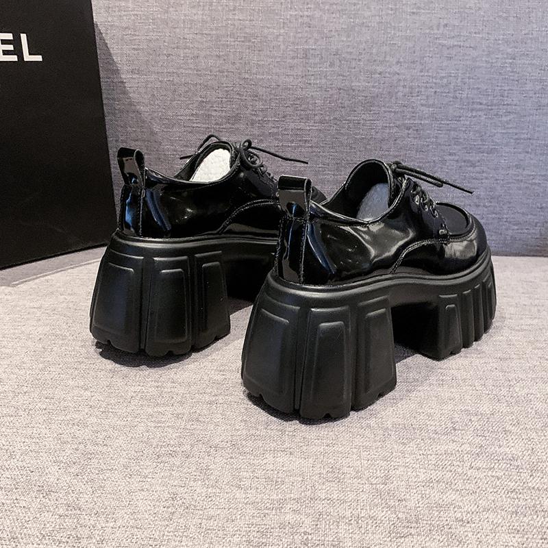 Pantofi Mocasini cu Platformă pentru Femei la Modă, Tocuri Înalte de 8,5 cm, Pantofi cu Șireturi, NOU Trend 2025, Primăvară, Piele, Adidași Groși, Pantofi de Mers în Aer Liber