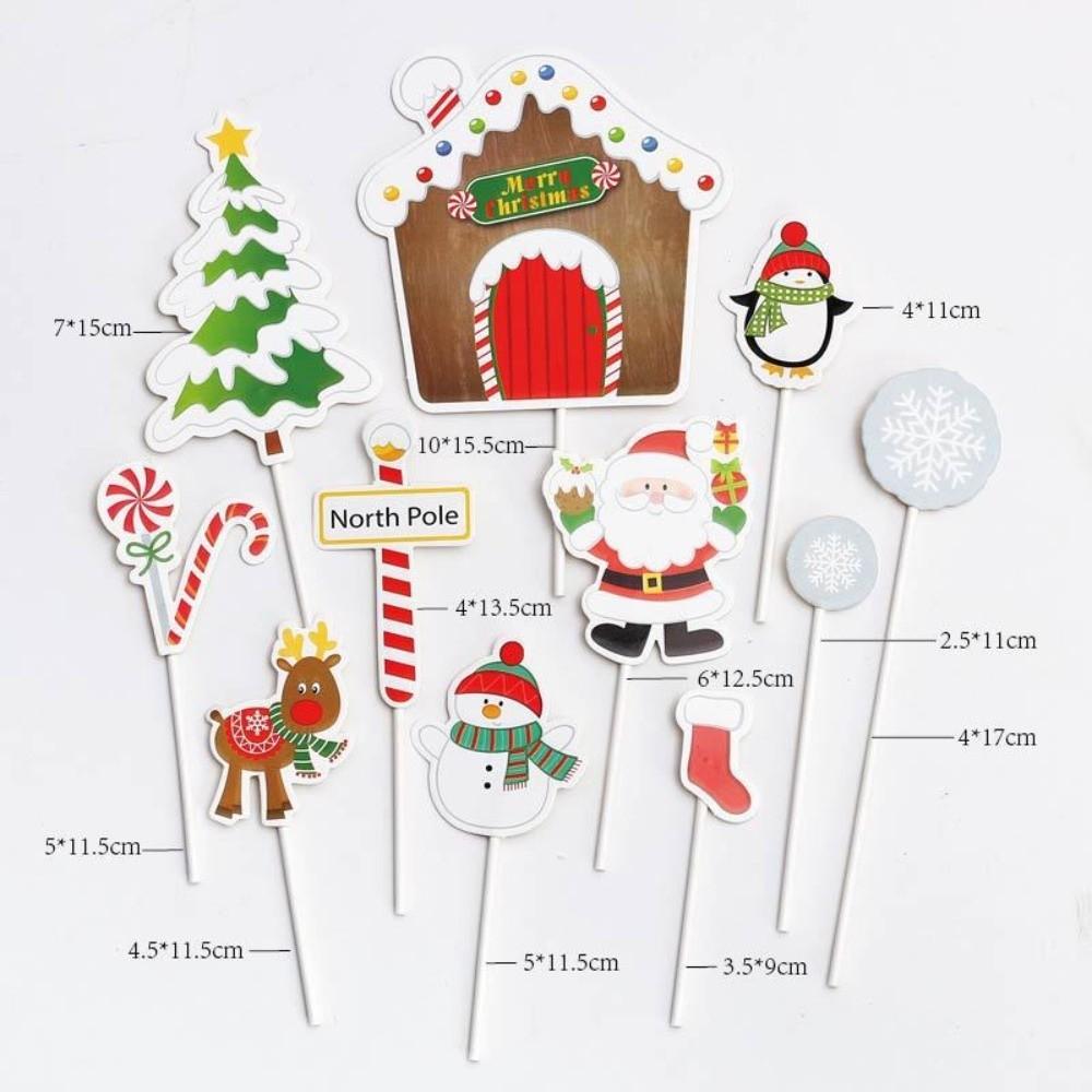 Papírová vánoční dortová dekorace Veselé Vánoce Dekorace na narozeninovou oslavu Kreativní zápichy na cupcakes