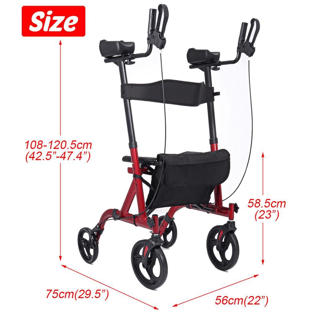 Black Elderly Walking Aid Stroke Hemiplegia Rehabilitation Equipment Handbrake Foot Brake 4 Unversal Wheels Adult Walker Leg Training