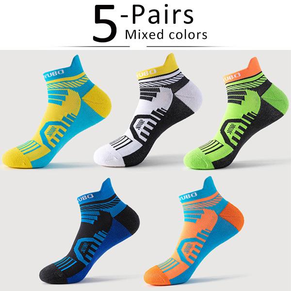 5 Pairs Run Sport Socks Professional Cotton Bright Color Breathable Deodorant Towel Bottom Outdoor Bike Basketball Travel Socks