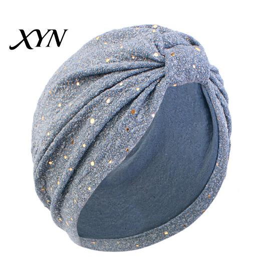 All-day Comfort Turban Hat for Women, Sequined Crepe Fabric Headwrap, Ethnic Non-strangling Headwear Style Knotted Front Headwrap All Face Shapes