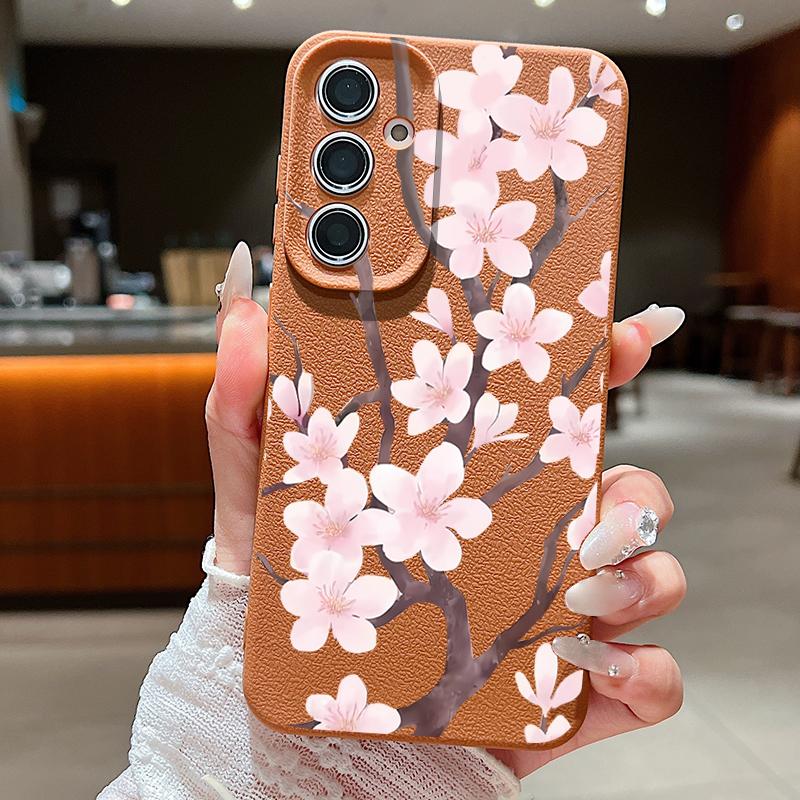 Hand-drawn Style Sakura Case For Samsung Galaxy A57 A37 A17 A56 A36 A26 A16 A55 A35 A25 A15 A54 5G S21 FE S22 S23 S24 Plus S25 Edge S26 Ultra
