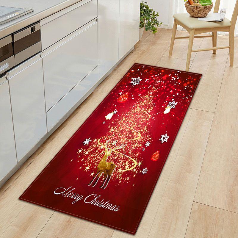 Door Floor Santa Mat Christmas Area Rug Holiday Kitchen Bedroom Mat Carpet Decor