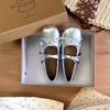 French Gentle Bow Silver Mary Jane Shoes Flat Shoes Small Leather Shoes Summer Korean Version One-word Belt Single Shoes Women's Shoes