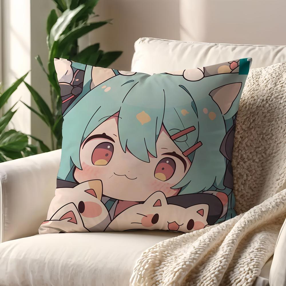 Classic Game Girl M-Miku Cushion Cover For Pillow Printing Sofa Decoration Home Car Room Coffee Shop Office Nordic Simplicity