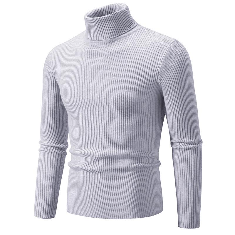 Herren Pullover Herbst/Winter 2024 Hoher Kragen Unifarben Lässig Gestrickt