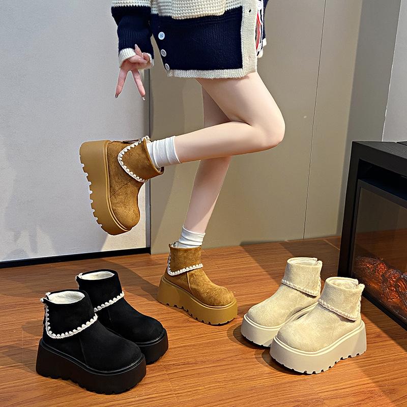 Women's plus size thickened fall and winter warm cold Martin boots ankle boots non-slip hiking cushioning sports cotton boots