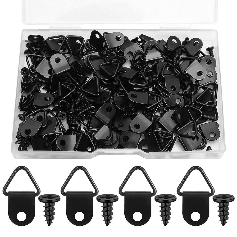 100Pcs Iron Photo Frame Hook with Screws D-Shaped Ring Hanging buckle Photo Frame Hanging