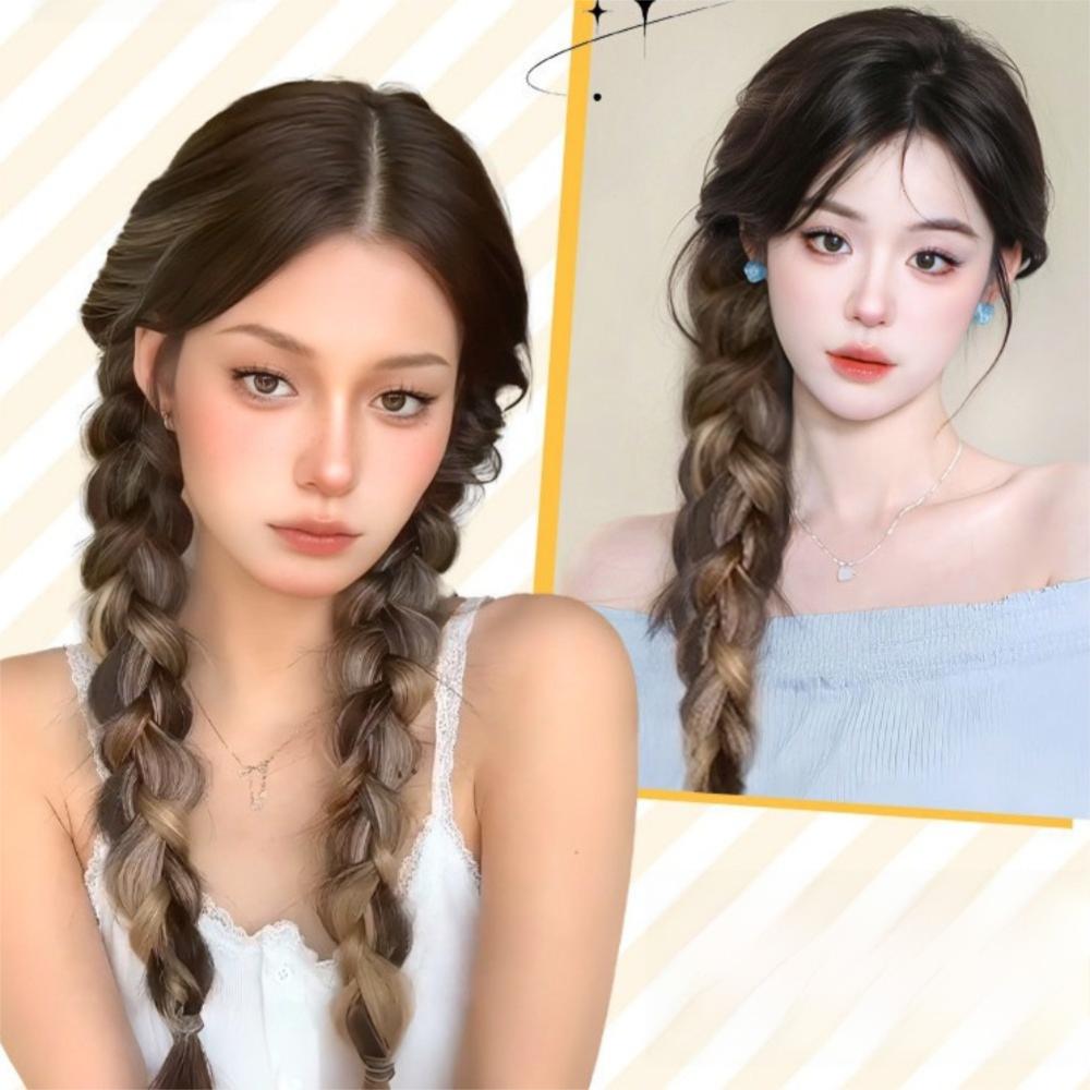 Double Ponytail Boxing Braided Hair Band Rubber Band Pony Tail Hairpiece  for Women