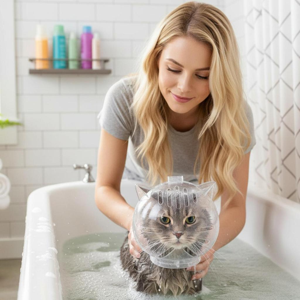 Katten Muilkorf Laarsjes Set Anti-Bijt Ademende Ruimtekap Transparante Kattenhelm met Pootbeschermers Draagbare Astronautenhelm voor Verzorging