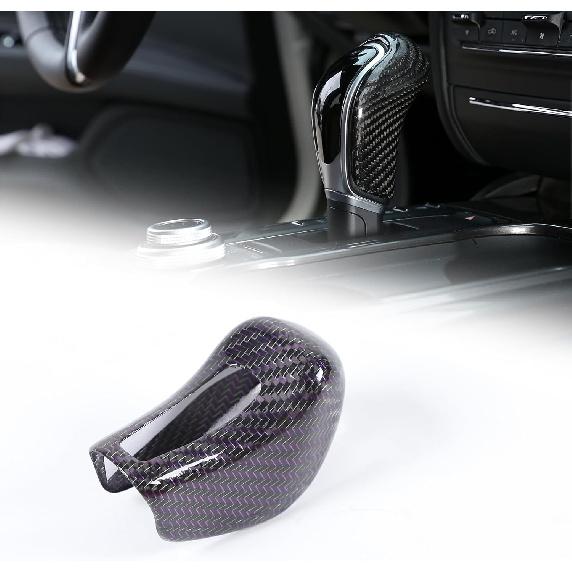 Real Carbon Fiber Car Gear Shift Knob Cover Compatible with Maser@ti Ghibli/Quattroporte/Levante 2013-2018 Center Console Gear Knob Trim Cover