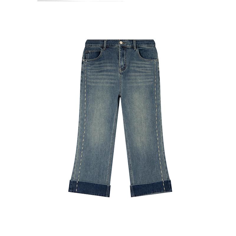Shuangtian Spring 2026 Plus Size Women s Contrast Stitching Jeans (YC501) 4XL синий