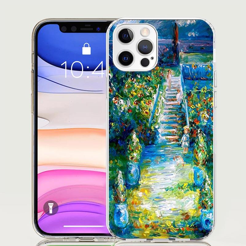 Claude Monet Garden Lotus Bridge Case Phone Cover for Apple Iphone 16 15 14 13 12 Mini 11 Pro Max 16E X XS XR 7 Plus 8 + SE 2020