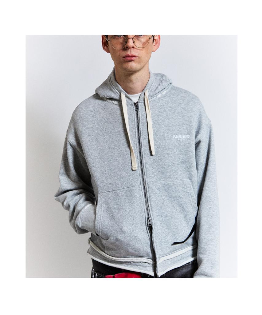 Painters Double Hem Distressed Zip-Up Hoodie