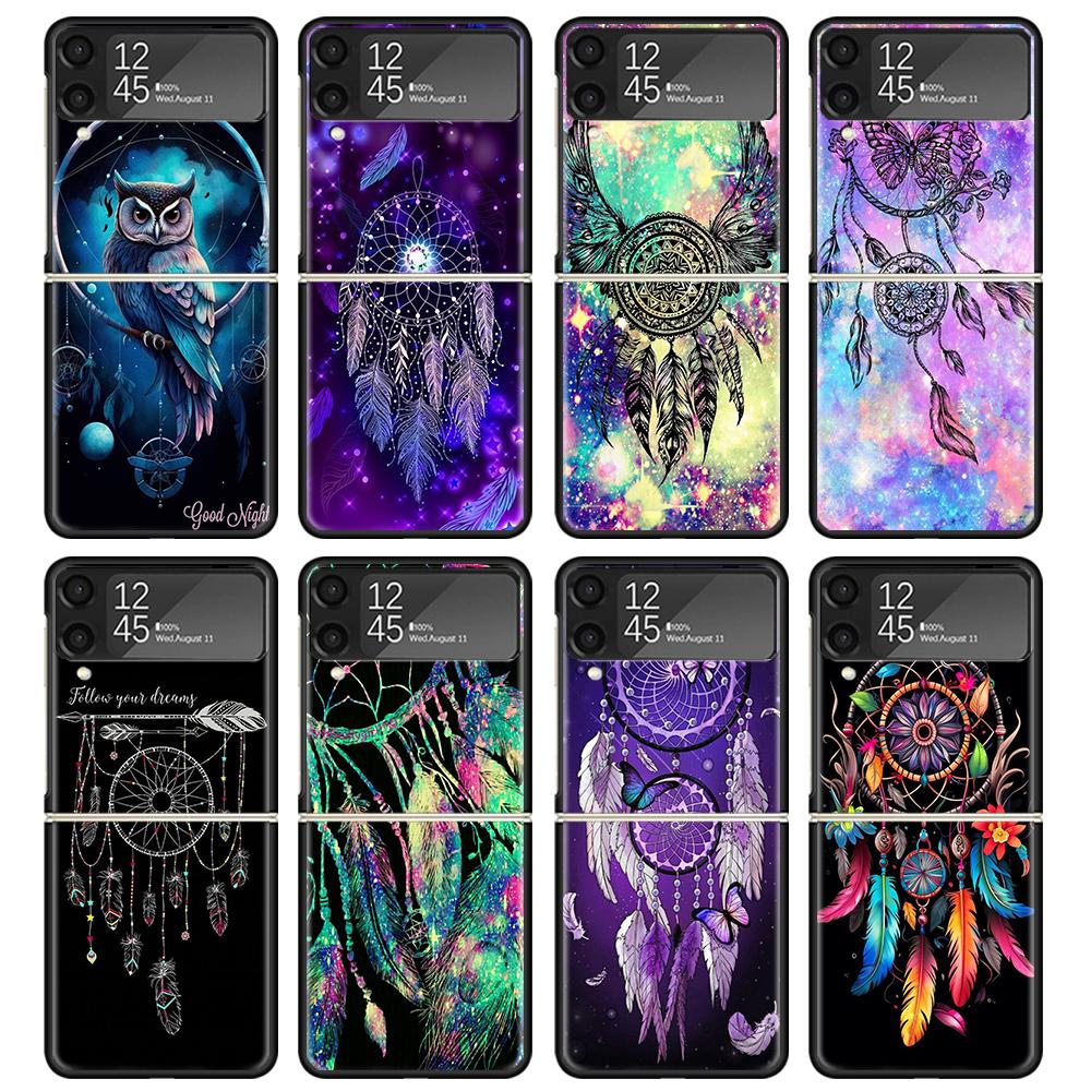 Retro Feather Dreamcatcher Case For Samsung Galaxy Z Flip 7 6 5 4 3 z Flip7 Flip6 Flip5 Flip4 5G Phone Cover Flip3 Folding Coque