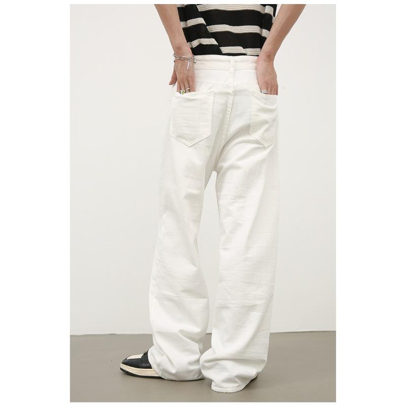 Lange Hosen Gerade Lässig Jeans Herren Einfarbig Locker Fallend Hundert Hosen Gerade Lockere Jeans für Herren Modische und Bequeme Hosen