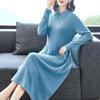 Knitted Dress for Women's Autumn and Winter Loose Mid-length Sweater Casual Solid Color Long-sleeved Sweater Dress Pullover