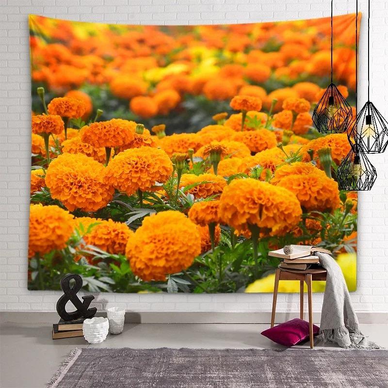 Sunset Flower Field Landscape Wall Decor Tapestry Home Living Room Tapestry