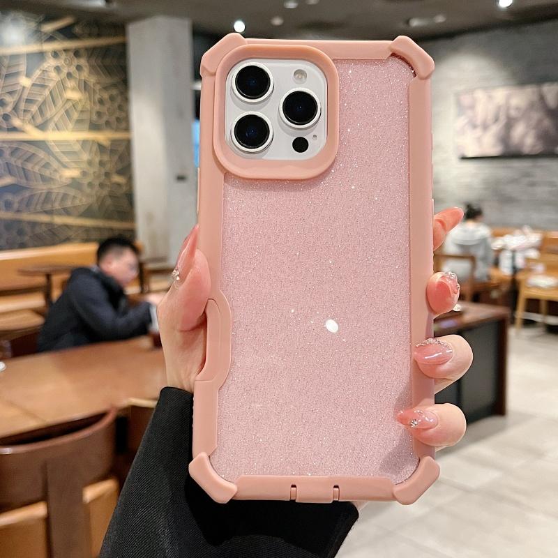 Luxury Space Shell Transparent Glitter Bling Phone Cases For iPhone 16 15 14 Plus 13 12 Pro Max 11 Shockproof Airbag Hrad Cover