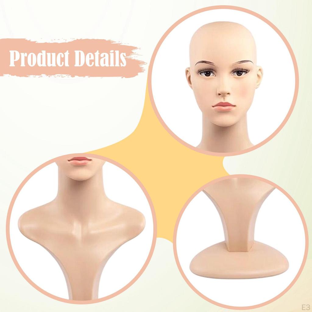 Female Mannequin Head Bust with Shoulder for Home Shop Stylists