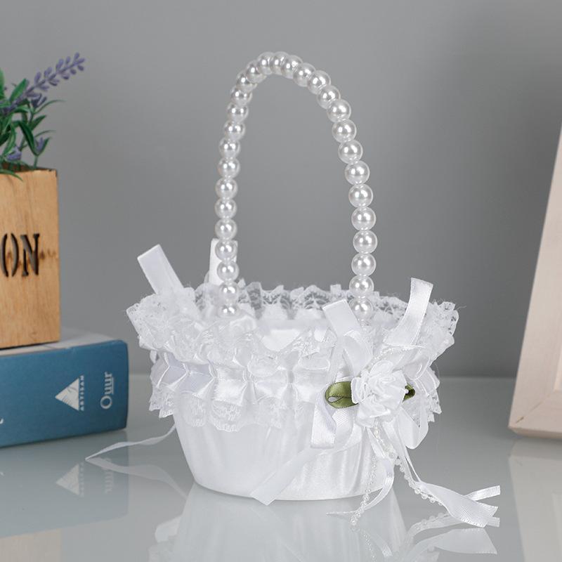 Wedding Flower Basket Bridesmaid Lace White Flower Girl Basket Vintage Rustic Wedding Ceremony Bridal Shower Table Decor New