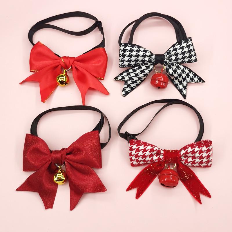 Cat dog Christmas bow tie, scarf bow tie New Year's jewelry shooting props Muppet blue and white teddy bear