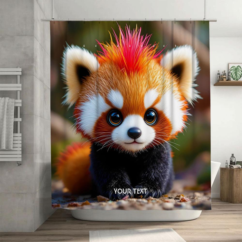 Red Panda Shower Curtain Printing Custom Photo Waterproof Bathroom Decor Home Decoration for Kids Red Panda Shaggy Design with P