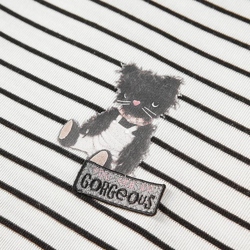 Ledian Color-block Striped Round Neck T-Shirt