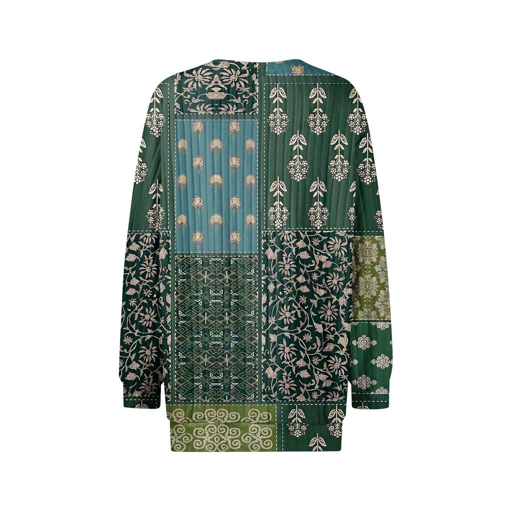 Women's Printed Lightweight Brushed-Cotton Round Neck Top