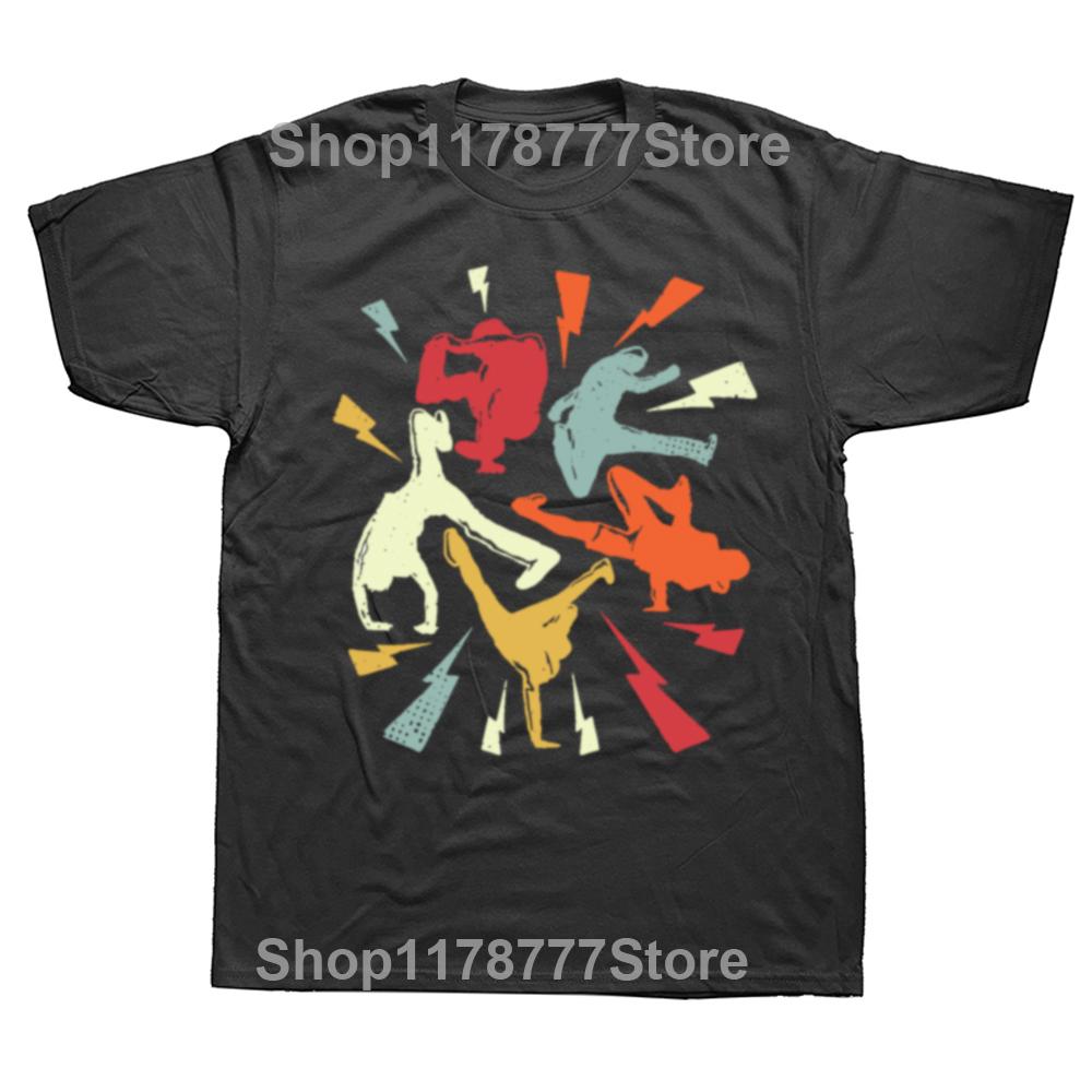 Vintage Break Dancing Bboy Poses Retro Hip Hop TShirt for Men Women Dancer Graphic T Shirts Cotton Streetwear