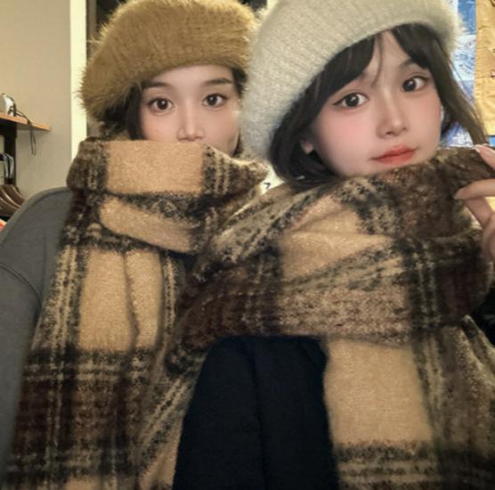 Korean Imitation Cashmere Plaid Scarf for Women - Thick, Warm, Versatile Autumn/Winter Fashion