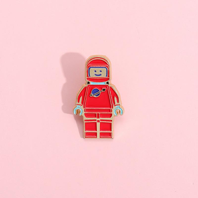 Adorable Red Space Astronaut Cartoon Brooch Alloy Badge For Unique Fashion Style