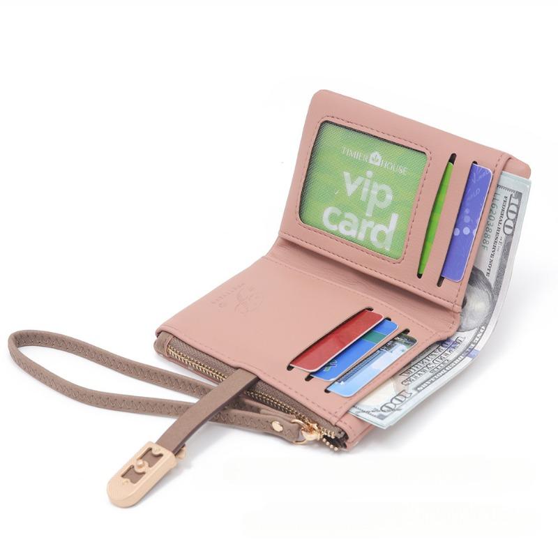 Female Wallet PU Flower Zipper Multi Card Folding Handheld Coin Student Zero Wallet