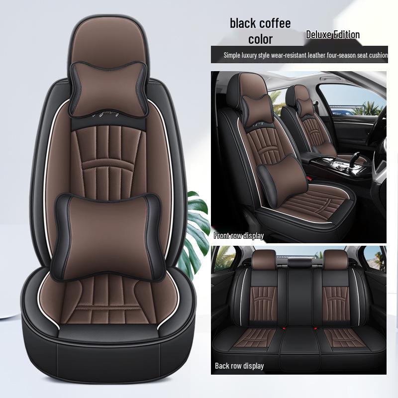 Universal All-Season Leather Car Seat Cover for Five-Seater Vehicles