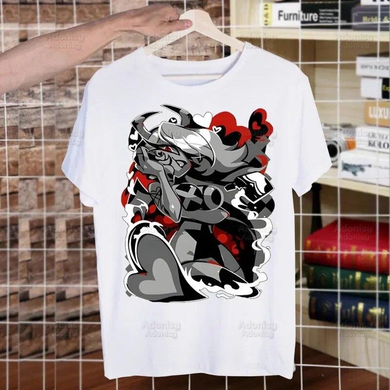 Helluva Boss Printed T Shirt Unisex Retro Washed Tops Tees Harajuku Tshirt Streetwear Hip Hop Unisex T-shirts