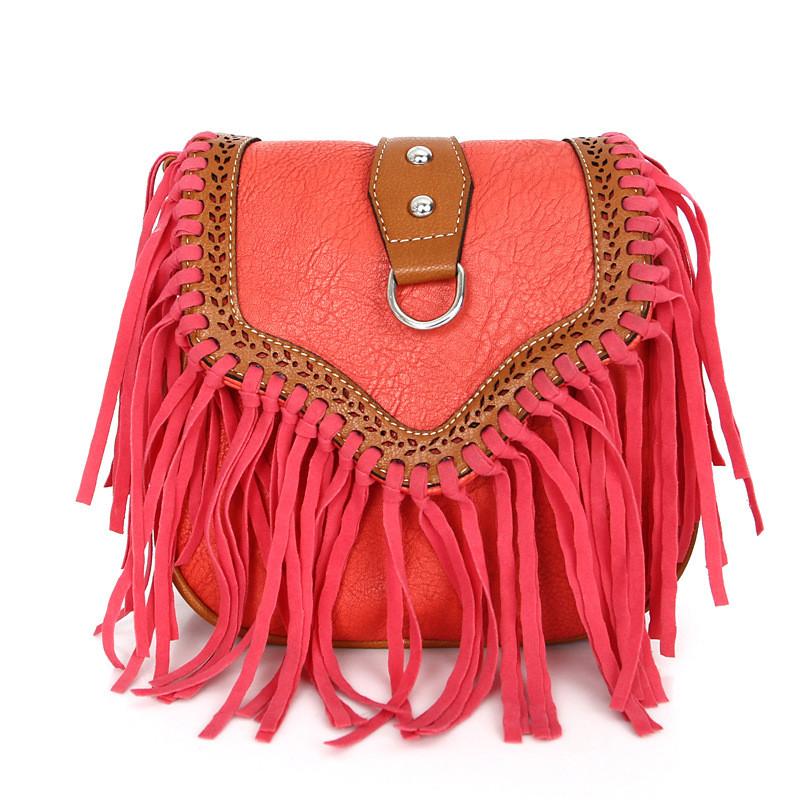 Elegant Bohemian Tassel Crossbody Bag For Women Stylish Vintage Pu Shoulder Bag