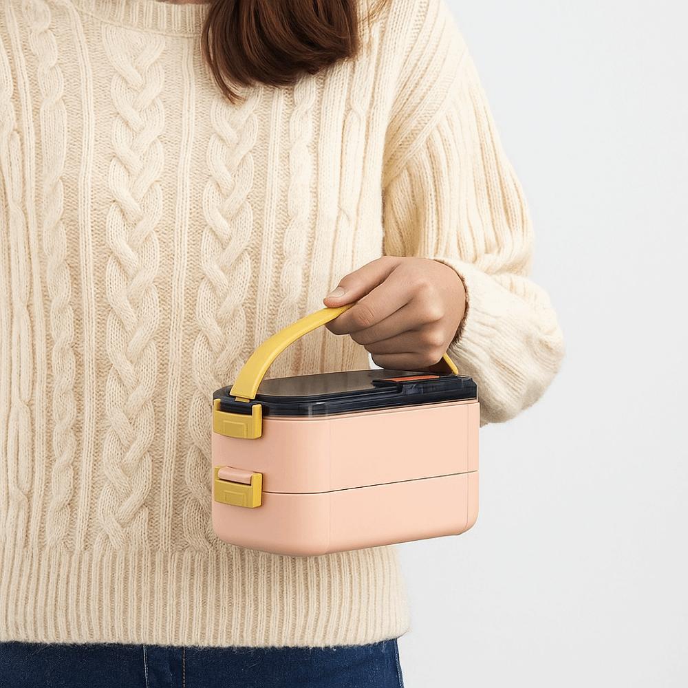 Stainless Steel Portable Insulated Lunch Box Sealed Design Food Snacks Box School