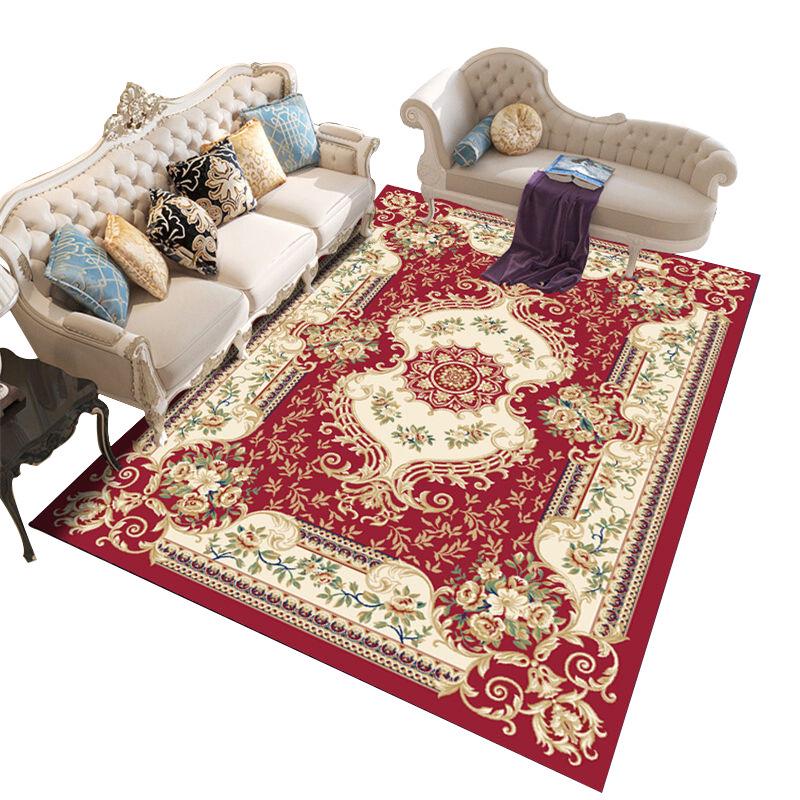 Alfombra de Lujo 3D y Juego de Cojines para Sofá de Estilo Europeo Retro para Salas de Estar y Hoteles