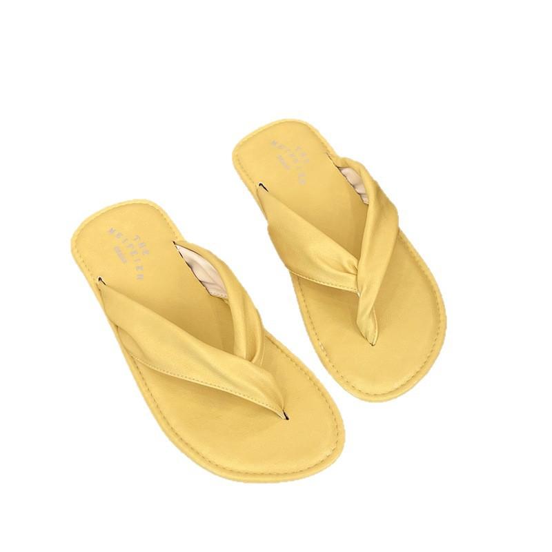 Weicher Boden keine müden Füße flacher Boden Zehensteg-Sandalen Damen Sommerkleidung zu Röcken schöne Strand coole Hausschuhe