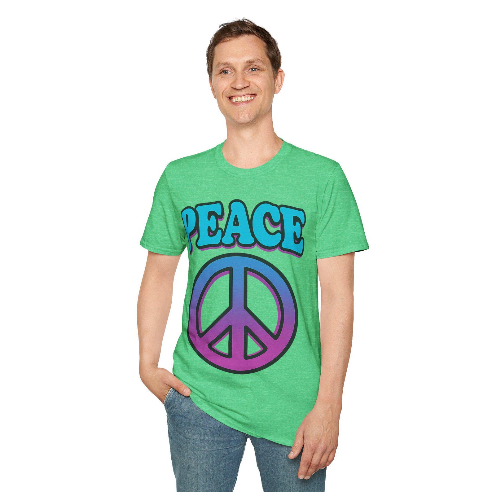 Peace Vibes Unisex Softstyle T-Shirt | Retro Graphic Tee, Gift for Peace Lovers, Casualwear, Eco-Friendly Fashion S