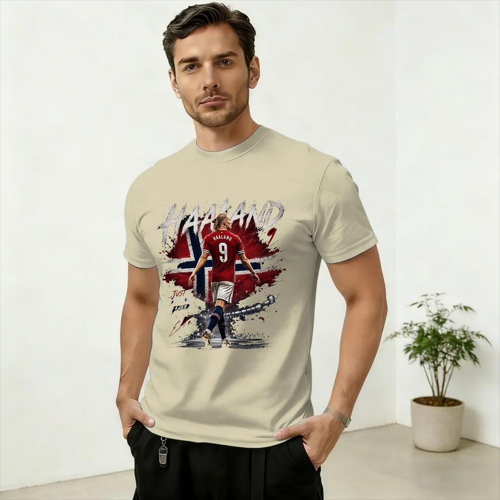 Unisexs TShirts Haaland Football Number 9 FanArt Casual 100 Cotton Tees Short Sleeve T Shirt Crew Neck Clothing Plus Size