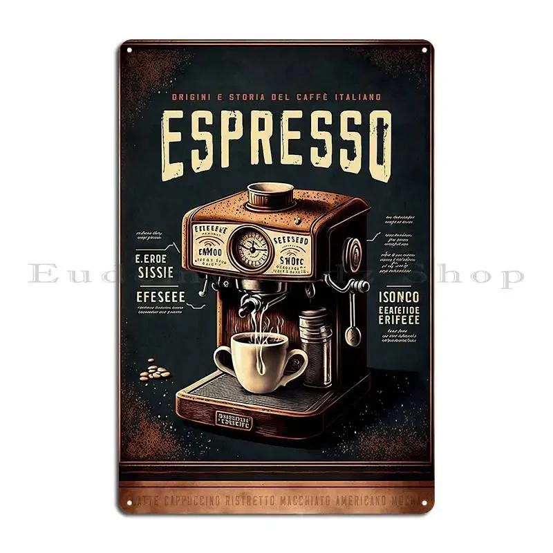 Starožitný Coffee Wall Art Print Dokonalý doplněk do sbírky každého milovníka kávy Kovový Club Cave Designový Plechový Značka Plakát